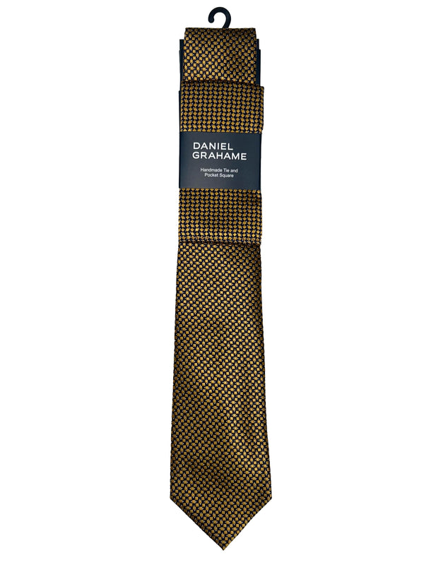 Daniel Grahame Tie & Pocket Square Set Yellow Gold/Navy Northern