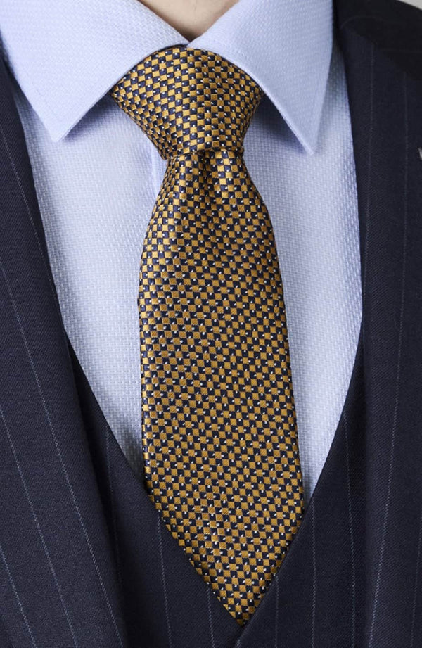 Daniel Grahame Tie & Pocket Square Set Yellow Gold/Navy Northern