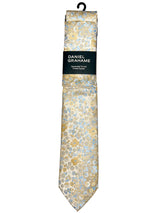Daniel Grahame Tie & Pocket Square Set Yellow/Sky Blue Floral