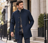 Daniel Grahame Watson Mid Length Wool Overcoat Navy Northern Ireland