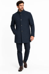 Daniel Grahame Watson Mid Length Wool Overcoat Navy Northern Ireland