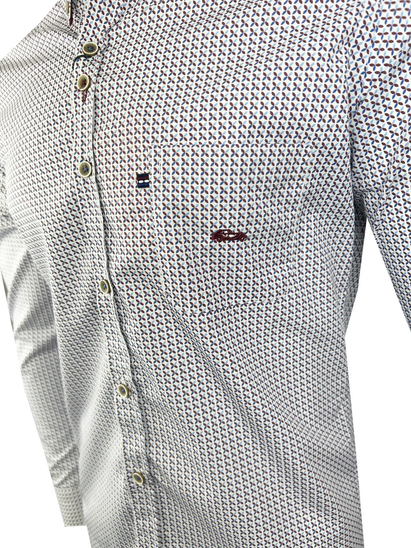Dario Beltran Men’s Astorga Long Sleeve Shirt Navy/Burgundy Northern