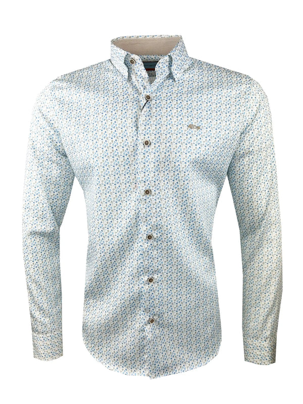 Dario Beltran Mens Durin Shirt White/Blue Floral Northern Ireland