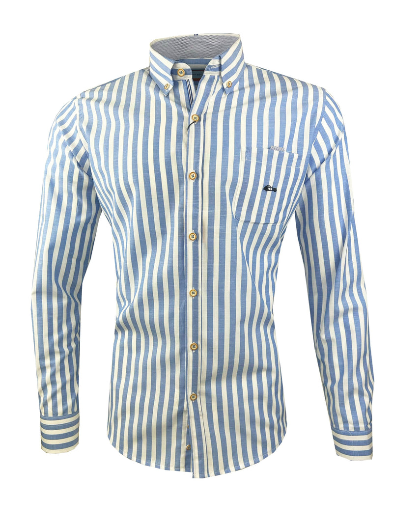 Dario Beltran Mens Gines Shirt Stripe Blue Northern Ireland Belfast