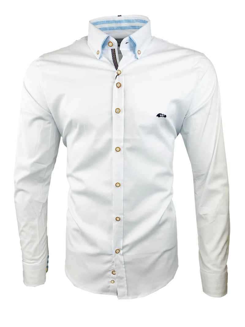 Dario Beltran Mens Long Sleeve Stretch Shirt Anover White Northern