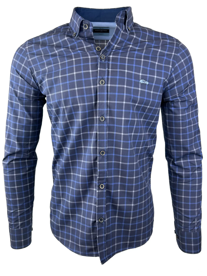 Dario Beltran Men’s Majuelo Long Sleeve Shirt Navy Check Northern