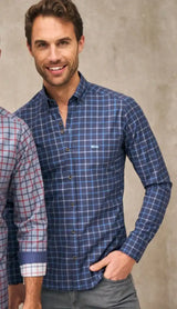 Dario Beltran Men’s Majuelo Long Sleeve Shirt Navy Check Northern