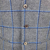 Dark Grey & Blue Wide Check Tweed Waistcoat