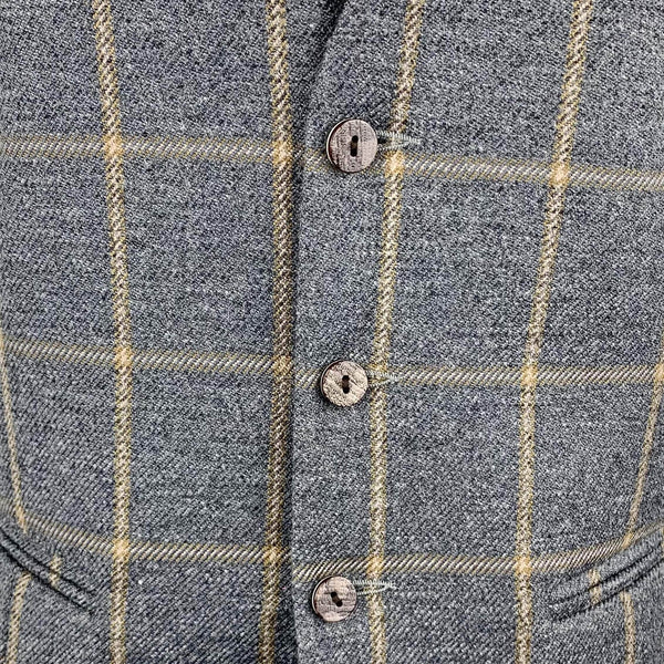 Dark Grey & Brown Wide Check Tweed Waistcoat