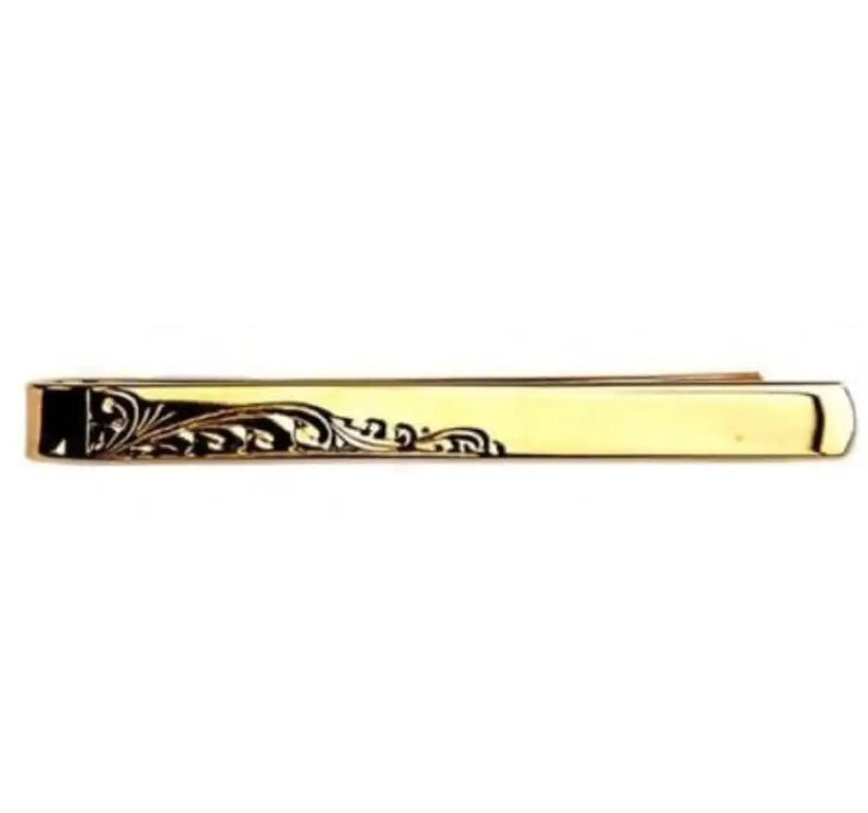 David Aster Half Engraved Leaf Design Gold Plated Tie Slide Northern