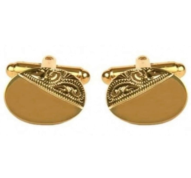 David Aster Oval Third Engraved Cufflinks Gold Plated Northern
