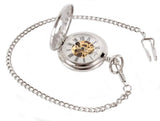 DAVID ASTER SILVER PATTERNED HALF HUNTER MECHANICAL POCKET WATCH
