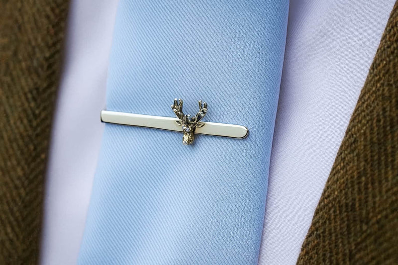 David Aster Stags Head Burnished Rhodium Tie Clip Northern Ireland