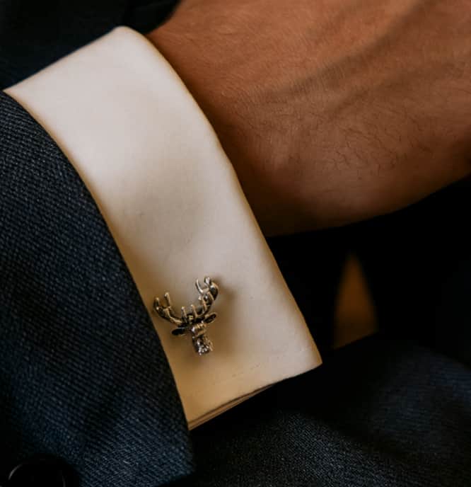 David Aster Stags Head Cufflinks Burnished Rhodium Northern Ireland