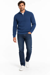 DG Drifter Pique Half Zip Sweater Blue Northern Ireland Belfast