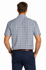 DG Drifter Short Sleeve Shirt Blue/Beige Check Northern Ireland