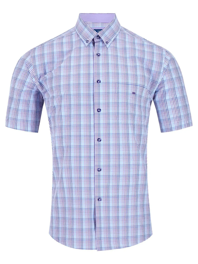 DG’s Drifter Mens Short Sleeve Check Shirt 14607SS - 73 Lilac