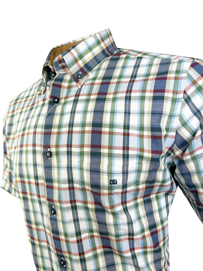 DG’s Drifter Mens Short Sleeve Check Shirt 14612SS - 28 Navy