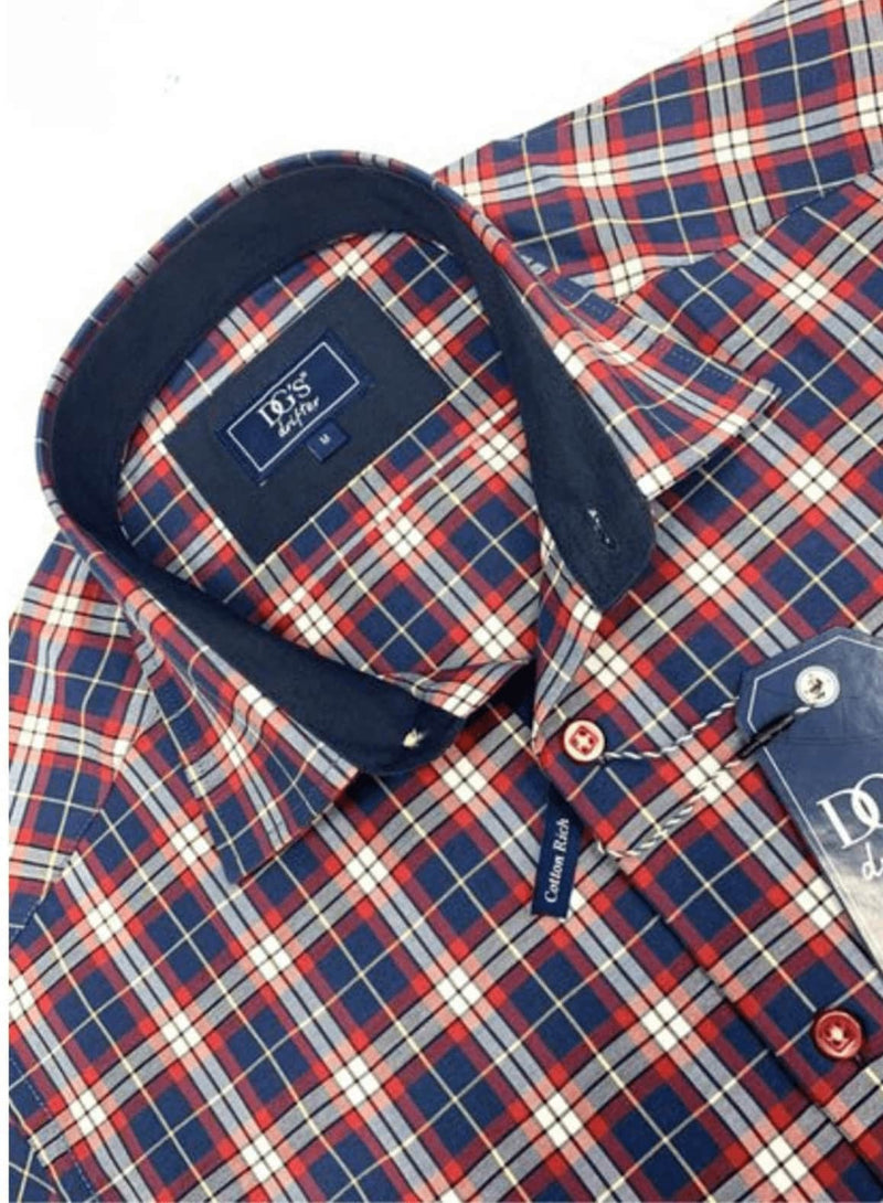 DG’s Drifter Giovanni Short Sleeve Shirt Navy/Red Check - 