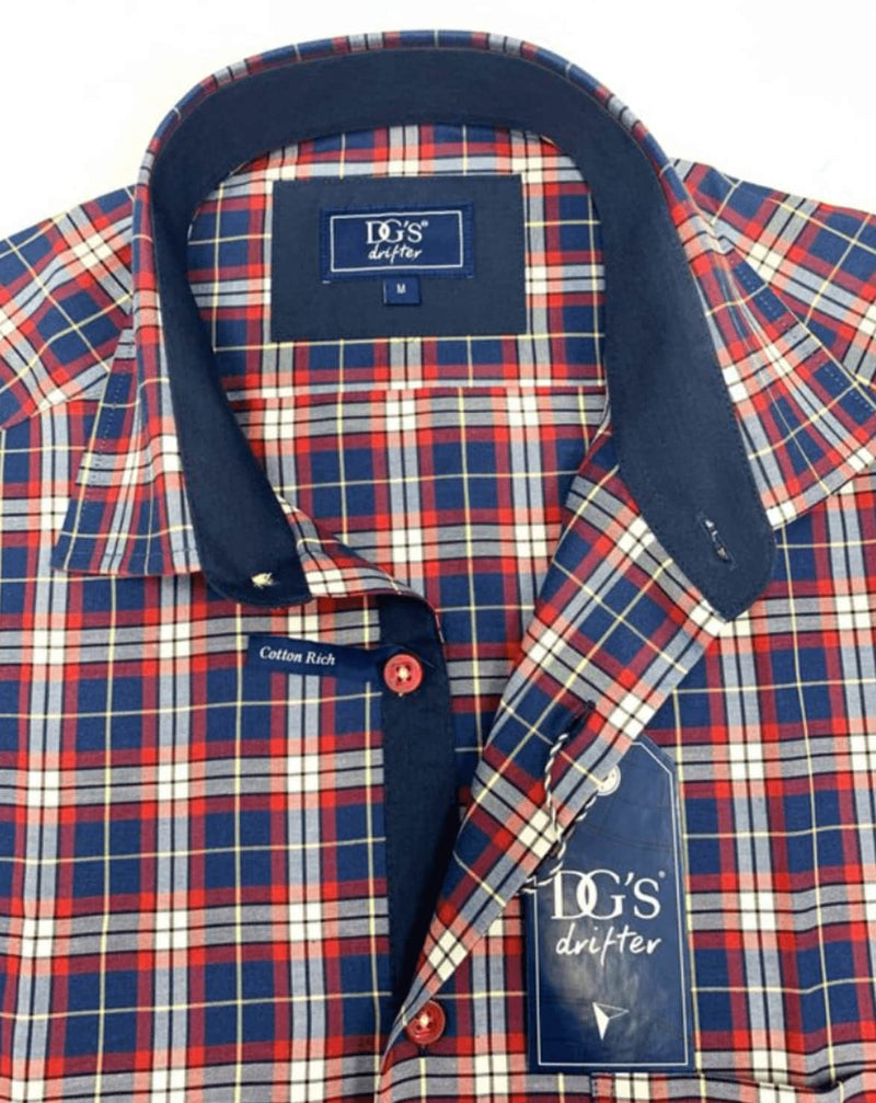 DG’s Drifter Giovanni Short Sleeve Shirt Navy/Red Check - 