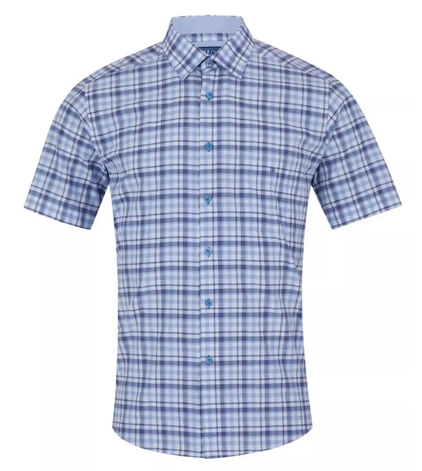 DG’s Drifter Ivano Short Sleeve Check Shirt Light Blue Northern