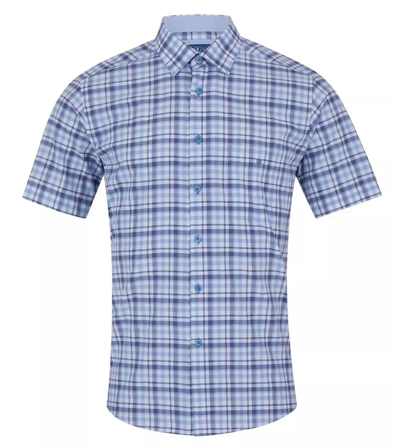 DG’s Drifter Ivano Short Sleeve Check Shirt Light Blue Northern