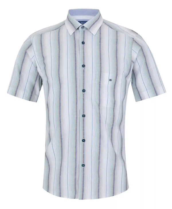 DG’s Drifter Ivano Short Sleeve Stripe Oxford Shirt Green/Blue