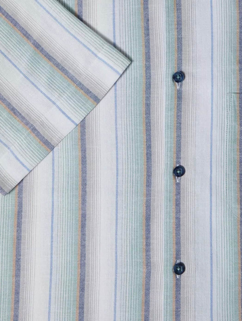 DG’s Drifter Ivano Short Sleeve Stripe Oxford Shirt Green/Blue