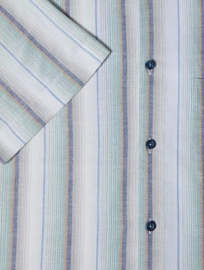 DG’s Drifter Ivano Short Sleeve Stripe Oxford Shirt Green/Blue