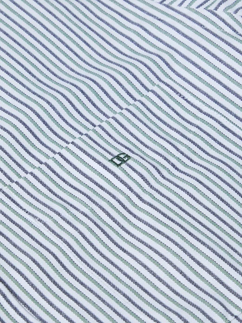 DG’s Drifter Ivano Short Sleeve Stripe Oxford Shirt Green Northern