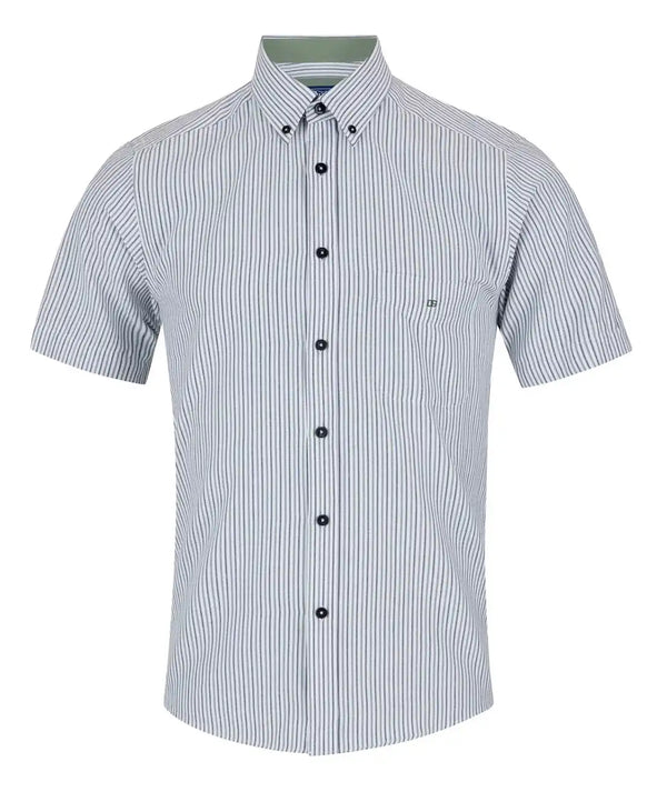 DG’s Drifter Ivano Short Sleeve Stripe Oxford Shirt Green Northern