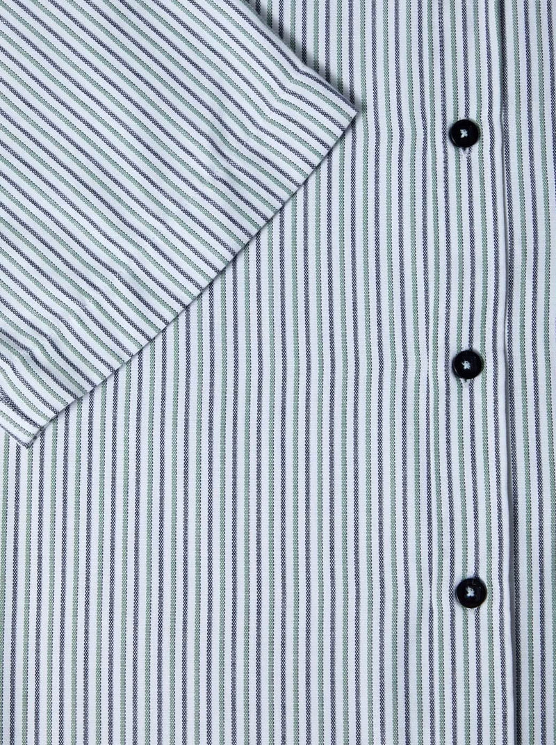 DG’s Drifter Ivano Short Sleeve Stripe Oxford Shirt Green Northern