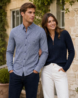 DG’s Drifter Long Sleeve Shirt Navy & White Gingham Northern Ireland