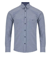 DG’s Drifter Long Sleeve Shirt Navy & White Gingham Northern Ireland