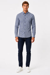 DG’s Drifter Long Sleeve Shirt Navy & White Gingham Northern Ireland