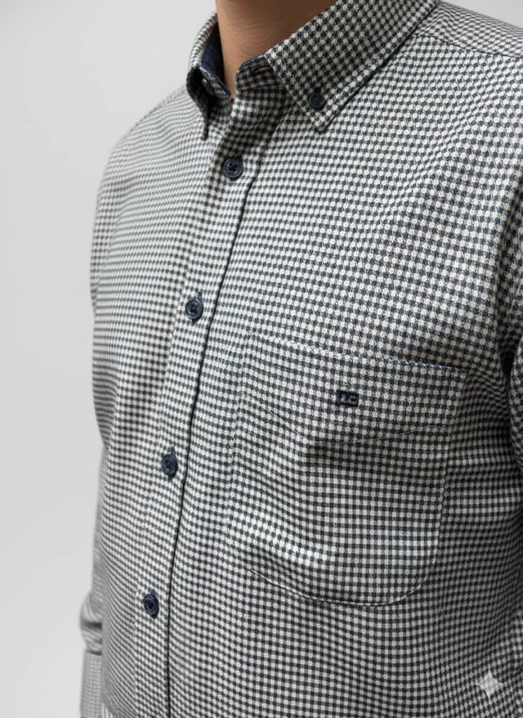 DG’s Drifter Mens Casual Houndstooth Shirt Navy & White Northern