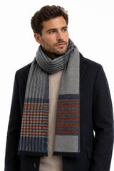 DG’s Drifter Men’s Grey Navy & Orange Patterned Scarf Northern