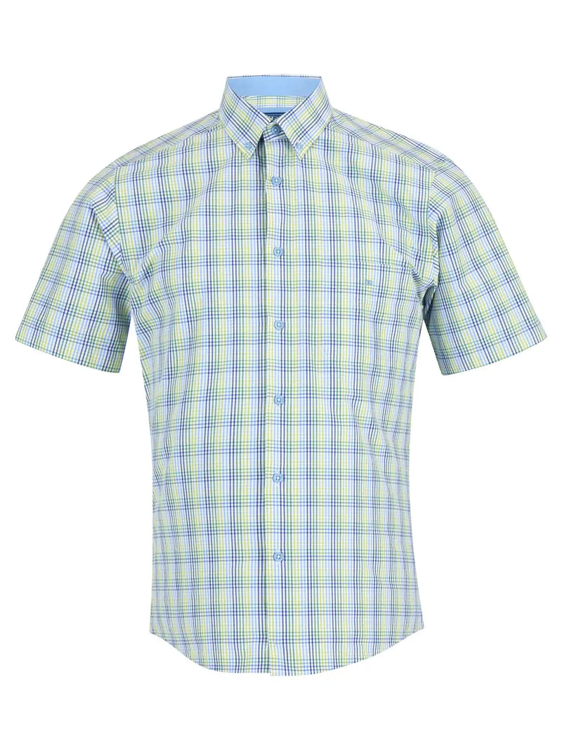 DG’s Drifter Mens Short Sleeve Check Shirt 14607SS - 32 Light Green