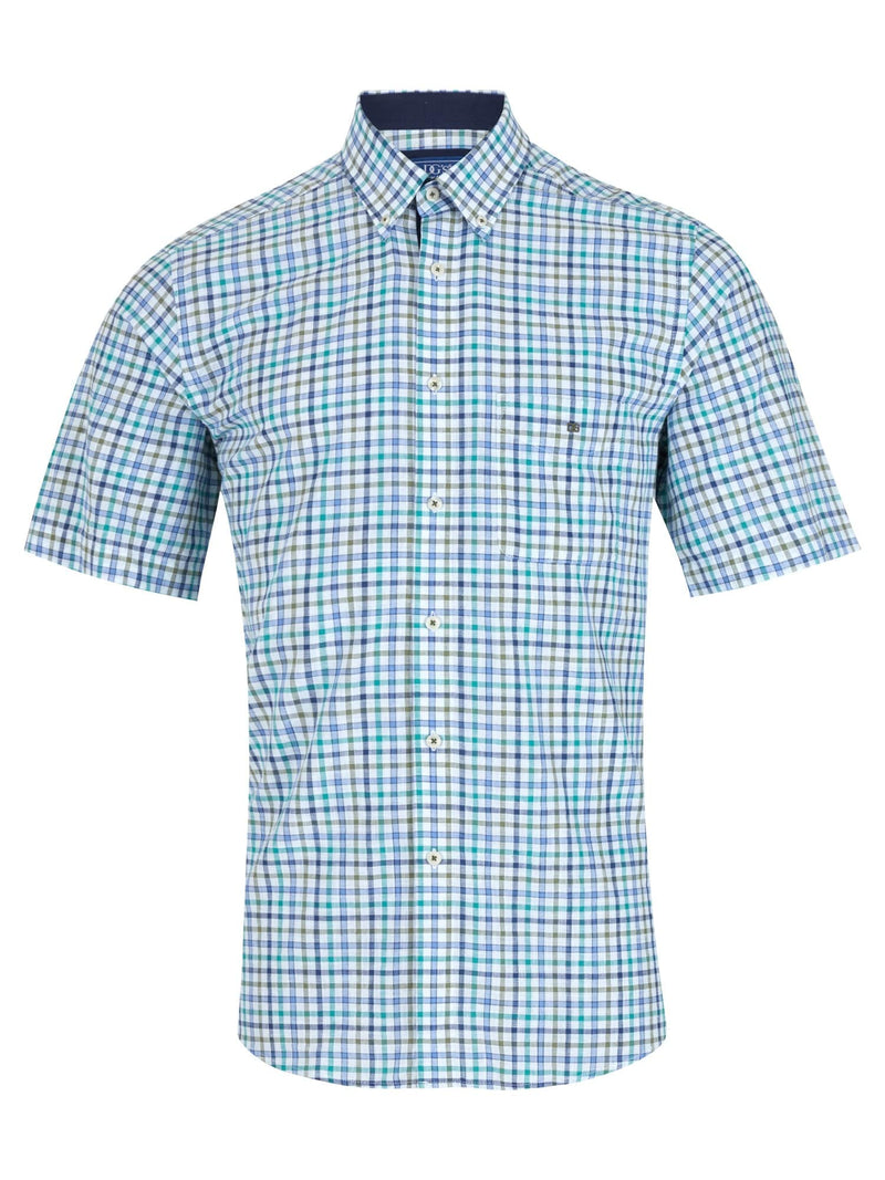 DG’s Drifter Mens Short Sleeve Check Shirt 14714SS - 13 Green