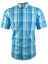 DG’s Drifter Mens Short Sleeve Check Shirt Ivano 14724SS-26 Turquoise