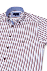 DG’s Drifter Mens Short Sleeve Oxford Shirt Red,Blue White Stripe