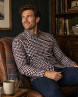 DG’s Drifter Regular Fit Long Sleeve Check Brown & Navy Shirt