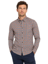 DG’s Drifter Regular Fit Long Sleeve Check Brown & Navy Shirt