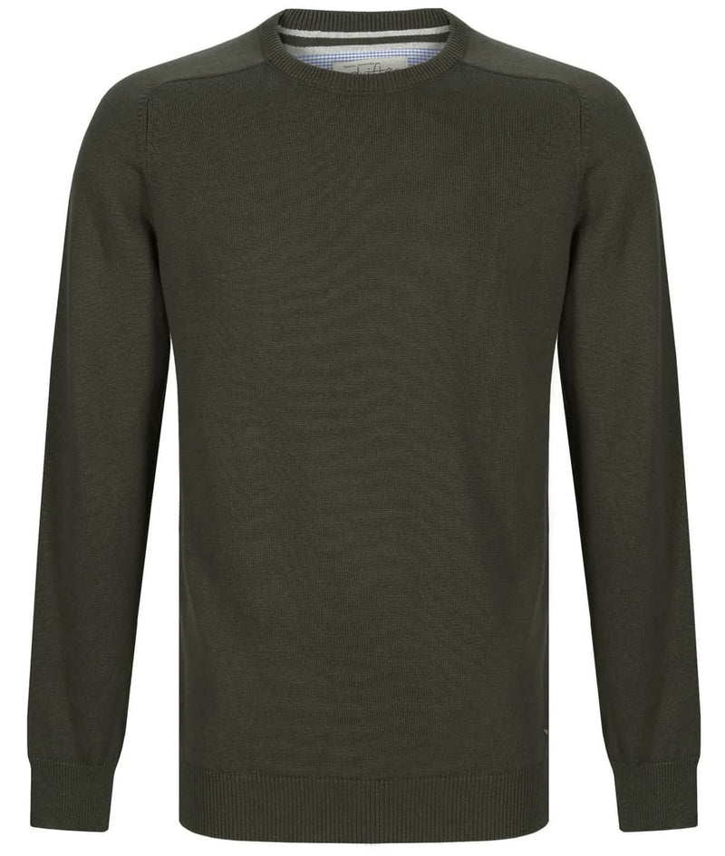 DG's Drifter Round Neck Cotton Blend Jumper Olive Green