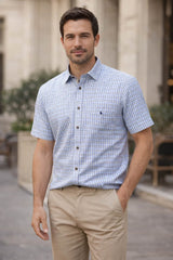 DG’s Drifter Short Sleeve Shirt Blue/Beige Check Northern Ireland