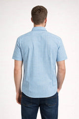 DG’s Drifter Short Sleeve Shirt Gingham Check Blue Northern Ireland
