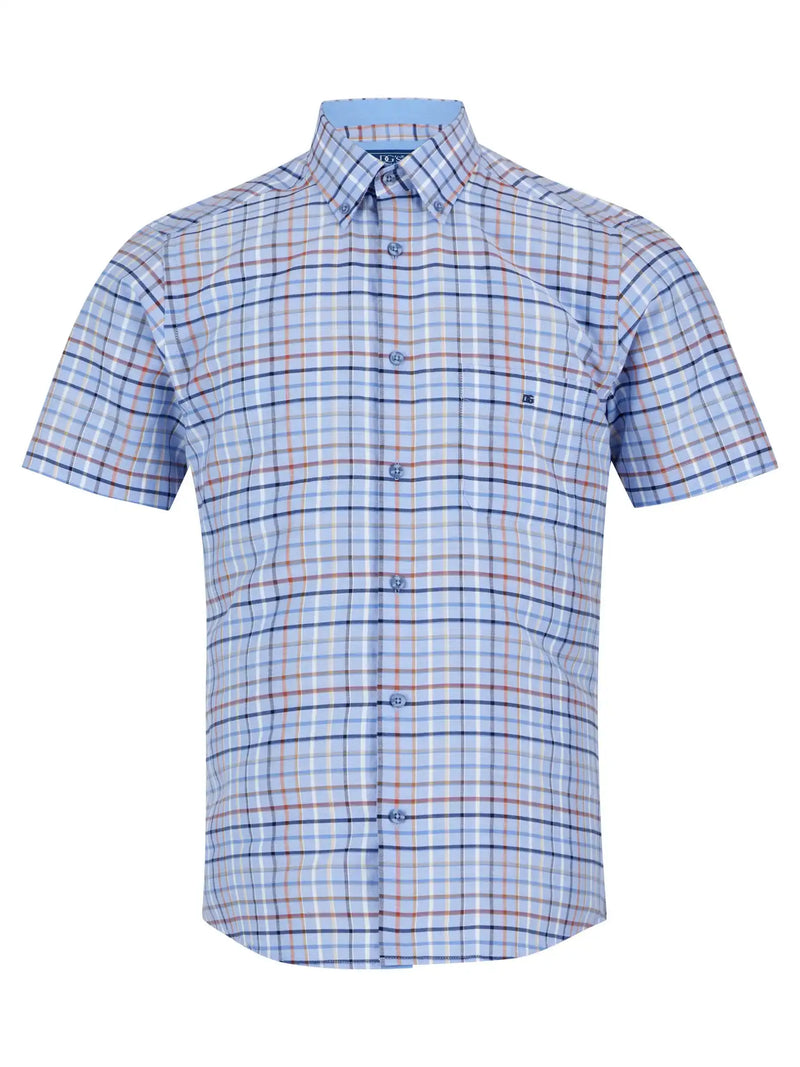 DG’s Drifter Short Sleeve Shirt Light Blue Check Northern Ireland