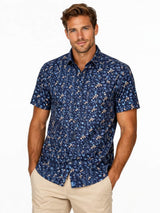DG’s Drifter Short Sleeve Shirt Navy/Beige Floral Northern Ireland