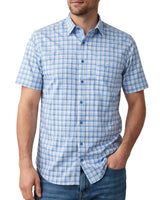DG’s Drifter Short Sleeve Shirt Sky Blue/Beige Check Northern Ireland