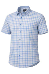 DG’s Drifter Short Sleeve Shirt Sky Blue/Beige Check Northern Ireland